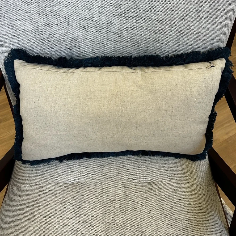 West Elm Teal Velvet Fringe Pillow